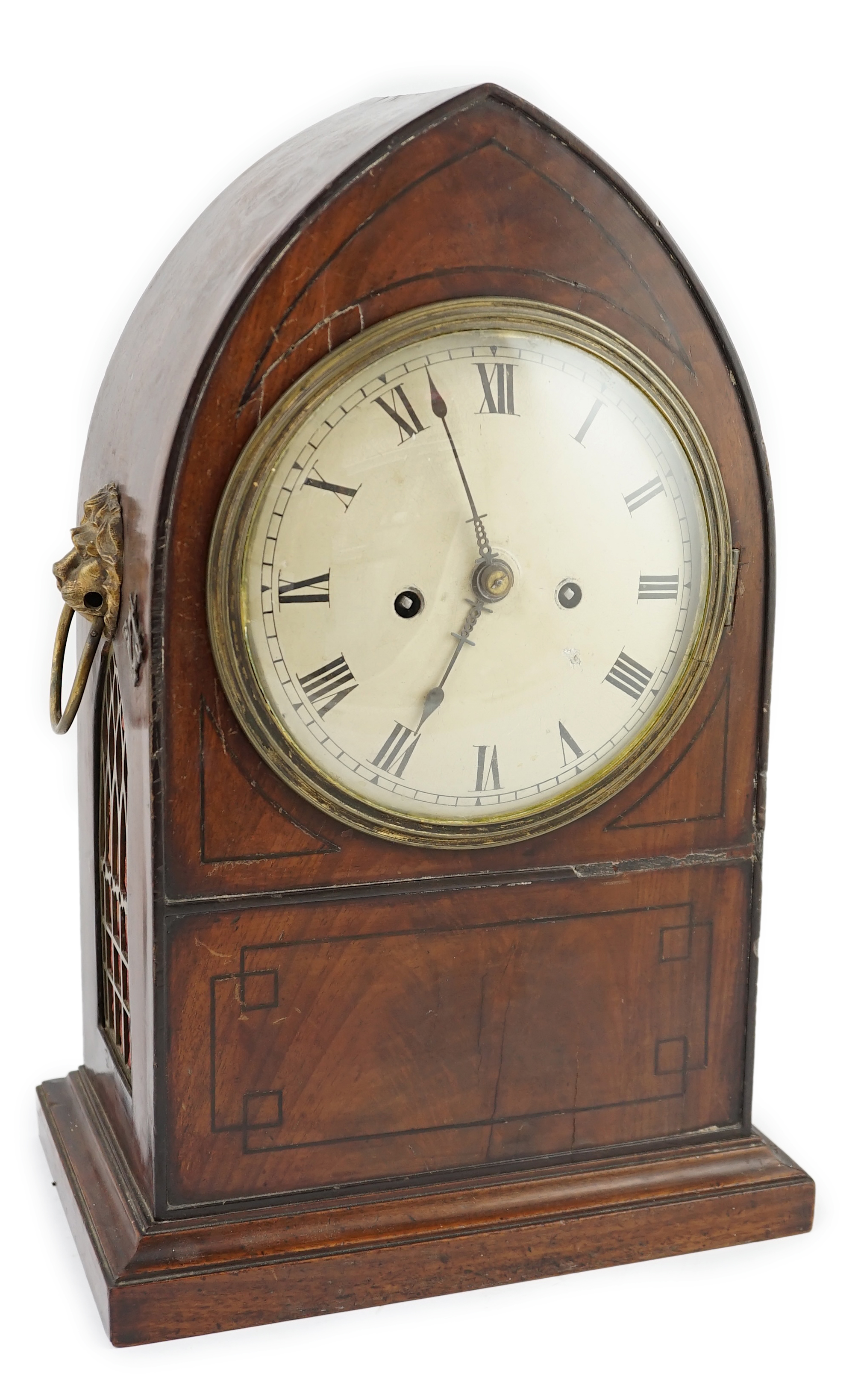 A Regency ebony strung mahogany bracket clock